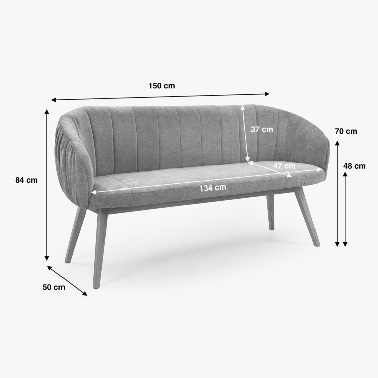 Dubový jedálenský set z masívu – oválny stôl countryside 180cm, lavica a stoličky Elba
