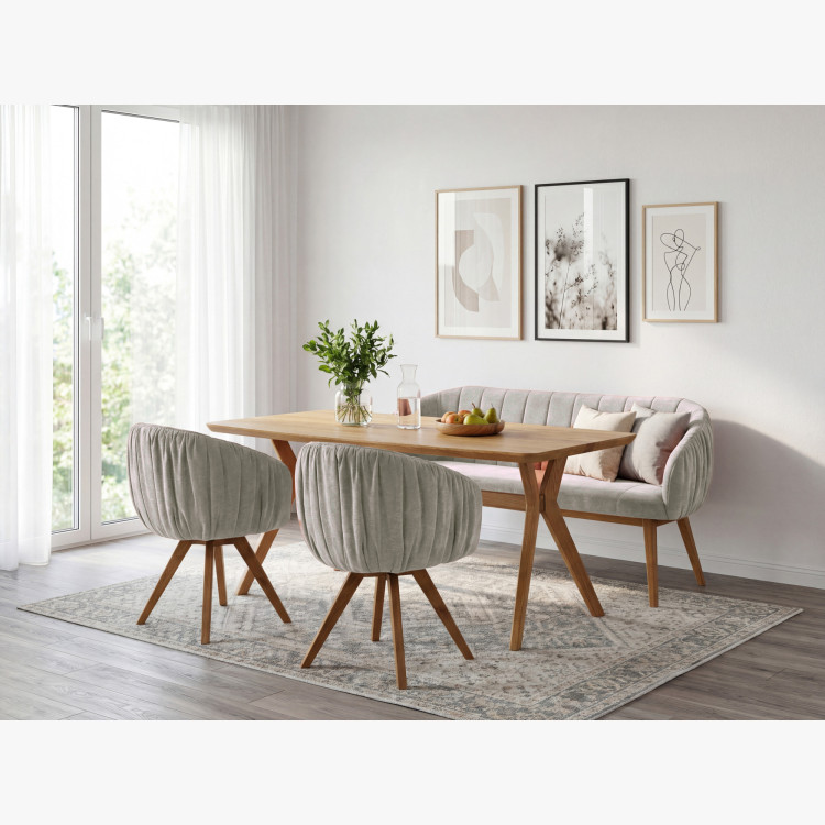 Dubový jedálenský set z masívu – oválny stôl countryside 180cm, lavica a stoličky Elba