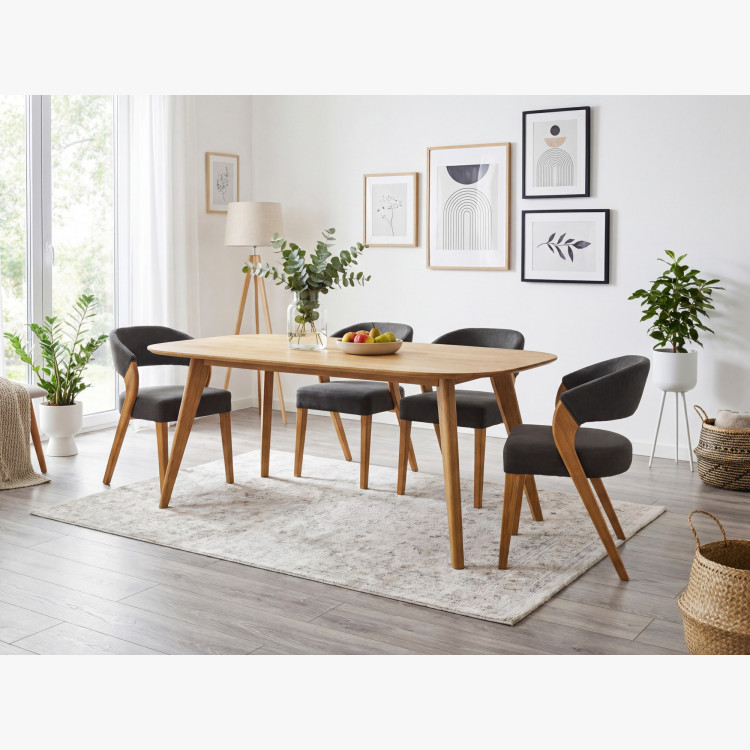 Oválny jedálenský stôl z masívneho dubu, Otawa 180 x 90 cm