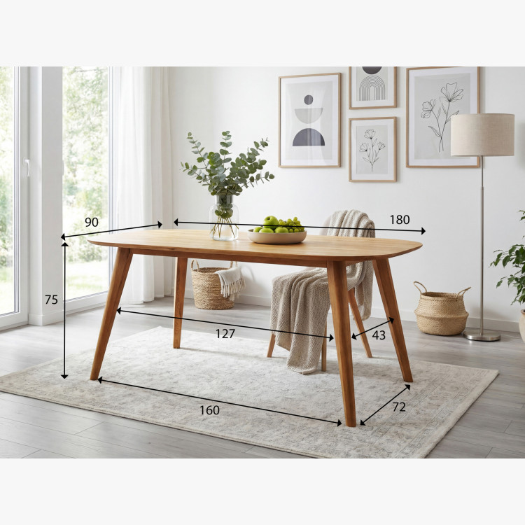 Oválny jedálenský stôl z masívneho dubu, Otawa 180 x 90 cm