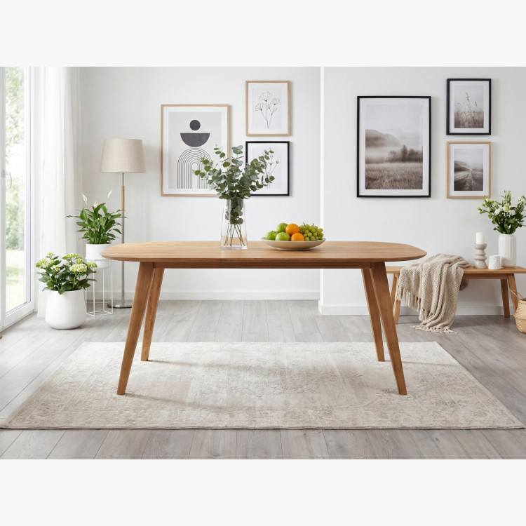 Oválny jedálenský stôl z masívneho dubu, Otawa 180 x 90 cm