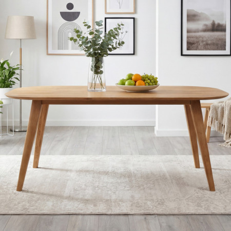 Oválny jedálenský stôl z masívu dub, Otawa 200 x 100 cm