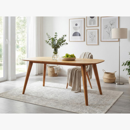 Oválny jedálenský stôl z masívu dub, Otawa 200 x 100 cm