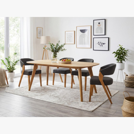 Oválny jedálenský stôl z masívu dub, Otawa 200 x 100 cm