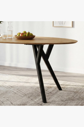 Dubový oválny stôl, čierne nohy mak 180 x 90 cm 2