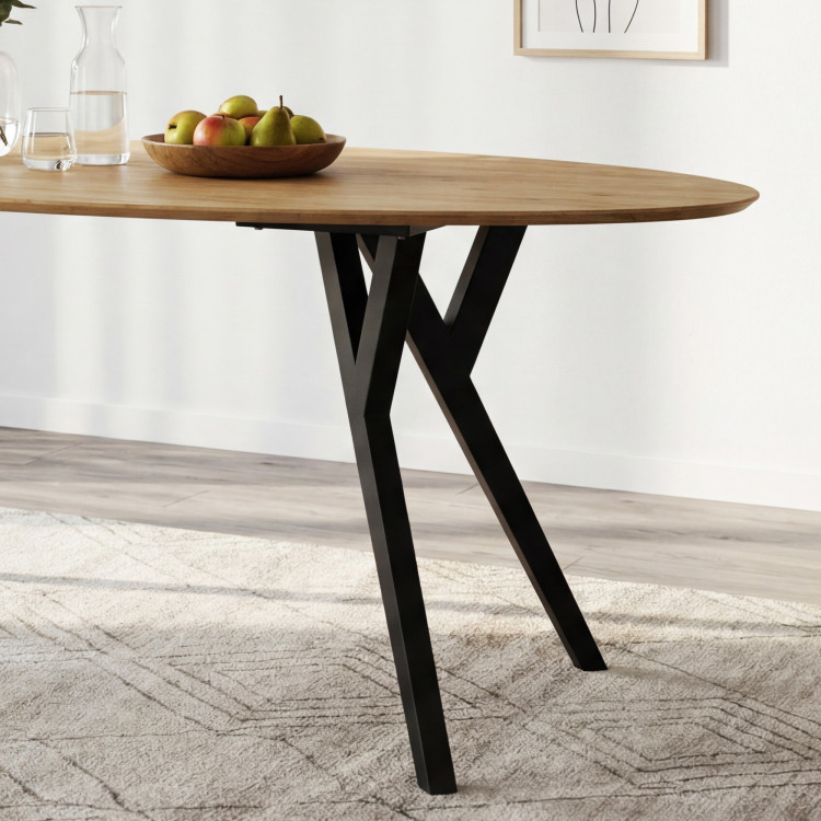 Dubový oválny stôl, čierne nohy mak 180 x 90 cm