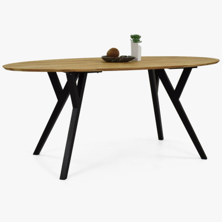 Dubový oválny stôl, čierne nohy mak 180 x 90 cm