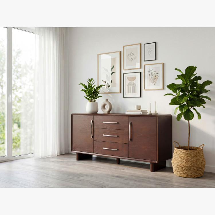 Komoda Koper s dvierkami a zásuvkami v farbe orech – 160 cm