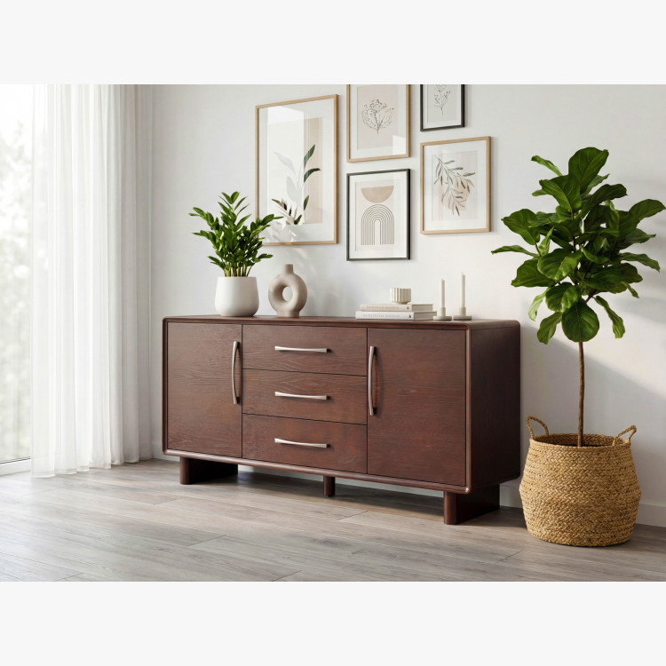 Komoda Koper s dvierkami a zásuvkami v farbe orech – 160 cm