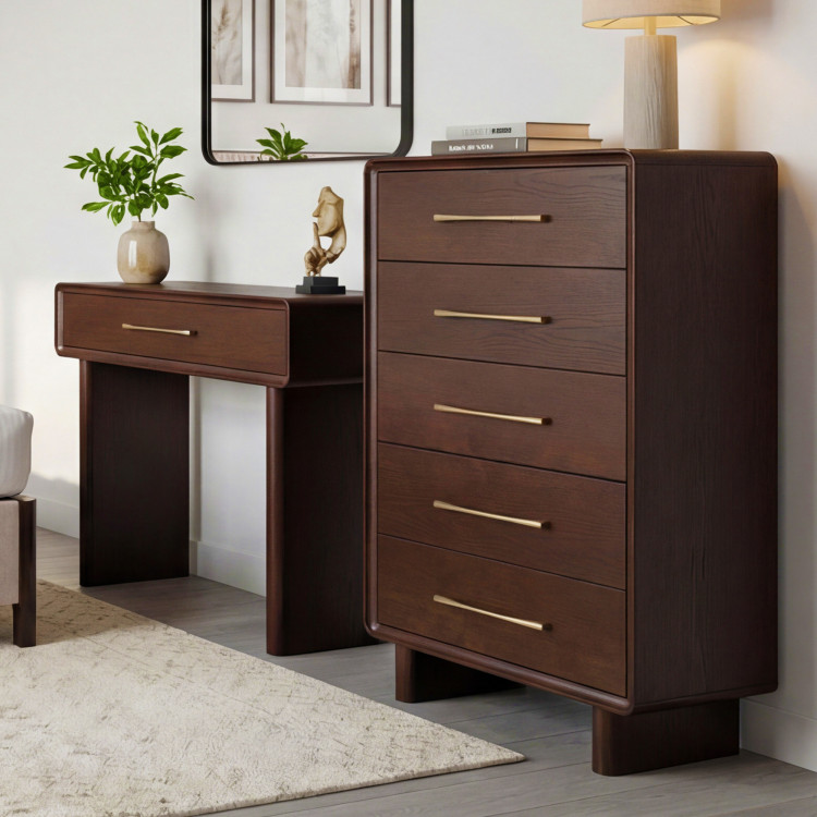 Designový konzolový stolík so zásuvkou v farbe orech