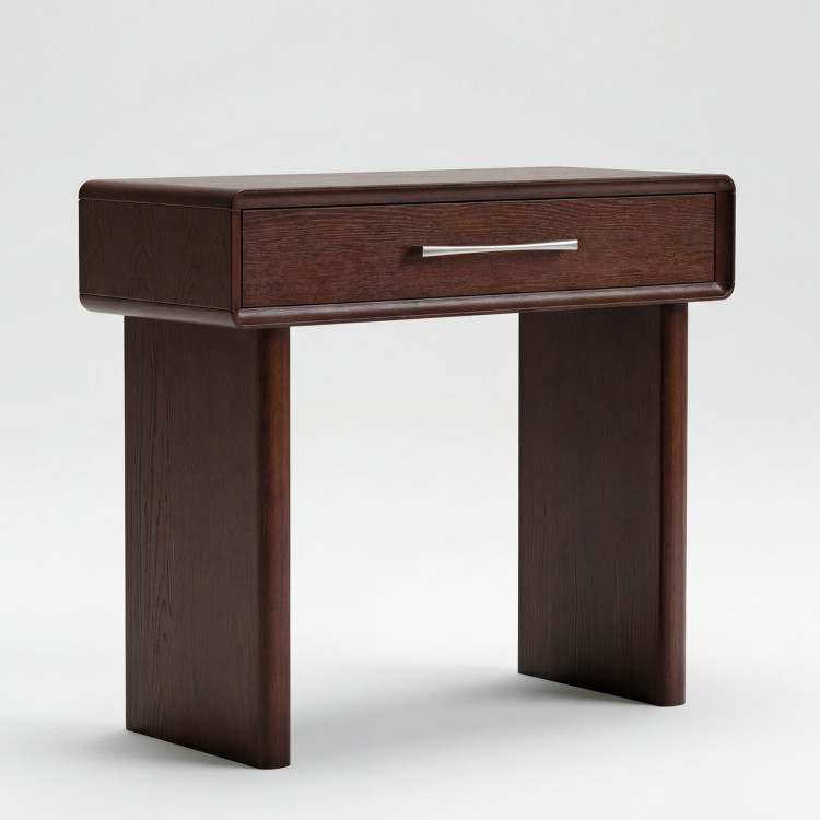 Designový konzolový stolík so zásuvkou v farbe orech