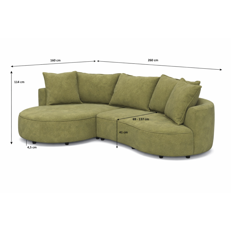 Zaoblená sedacia súprava SANA – ľavý roh