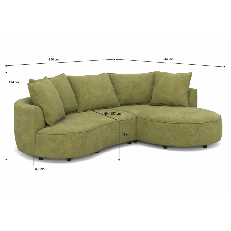 Zaoblená sedačka SANA – pravý roh