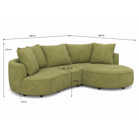 Zaoblená sedačka SANA – pravý roh