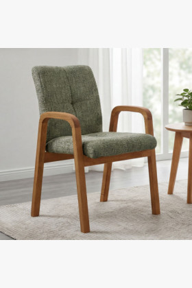 Dubová stolička s područkami, čalúnená zelená 2
