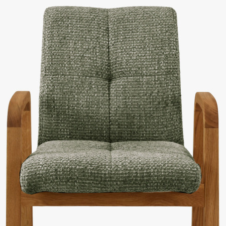 Dubová stolička s područkami, čalúnená zelená