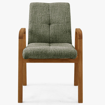 Dubová stolička s područkami, čalúnená zelená