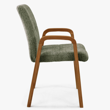 Dubová stolička s područkami, čalúnená zelená
