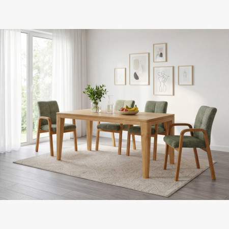 Dubová stolička s područkami, čalúnená zelená