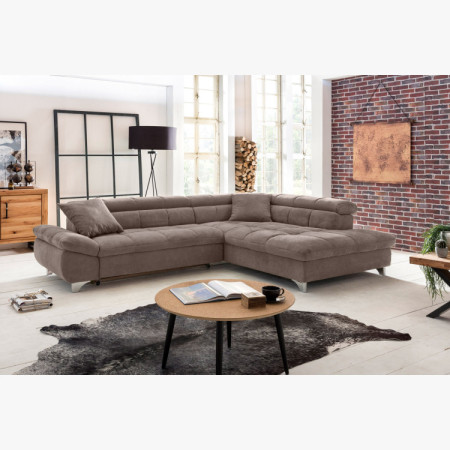Rohová sedačka s funkciou spania farba hnedo šedá , Roh vpravo