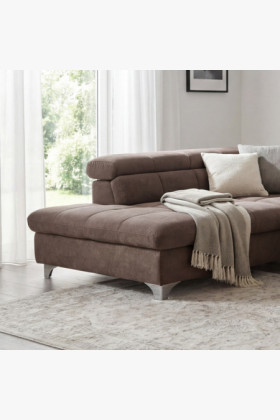 Rohová sedačka s funkciou spania farba hnedo sivá , Roh vľavo 2