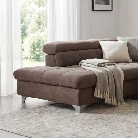 Rohová sedačka s funkciou spania farba hnedo sivá , Roh vľavo