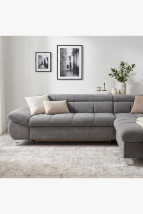 Rohová sedačka s funkciou spania farba sivá, Roh vpravo 2