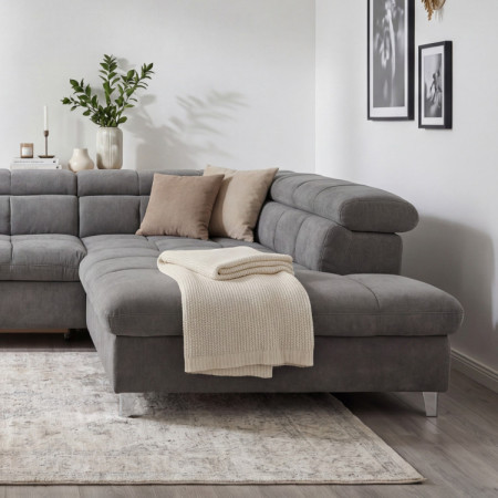 Rohová sedačka s funkciou spania farba sivá, Roh vpravo