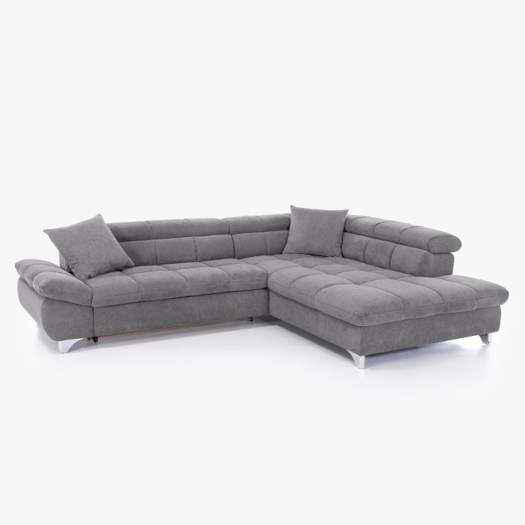 Rohová sedačka s funkciou spania farba sivá, Roh vpravo