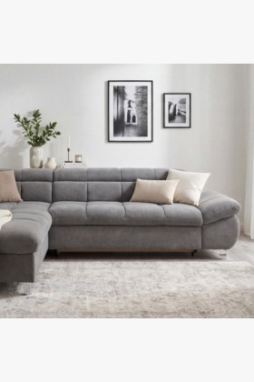 Rohová sedačka s funkciou spania farba sivá , Roh vľavo 2