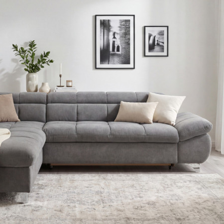 Rohová sedačka s funkciou spania farba sivá , Roh vľavo