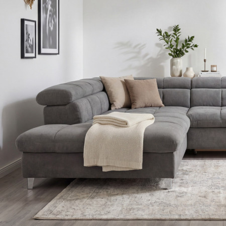 Rohová sedačka s funkciou spania farba sivá , Roh vľavo