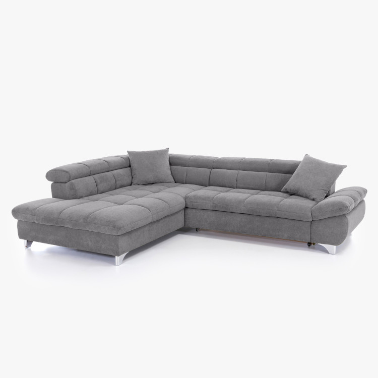 Rohová sedačka s funkciou spania farba sivá , Roh vľavo