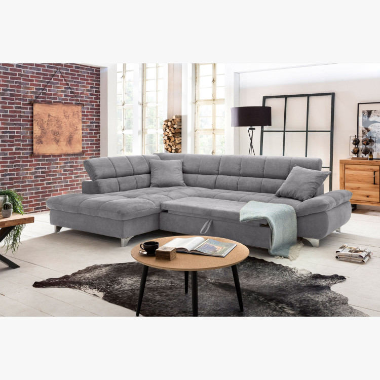 Rohová sedačka s funkciou spania farba sivá , Roh vľavo