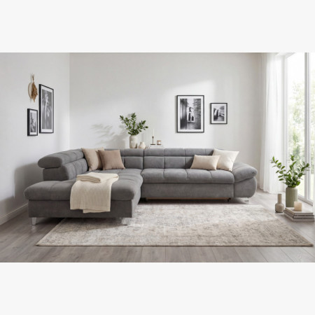 Rohová sedačka s funkciou spania farba sivá , Roh vľavo