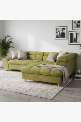 Rohová sedačka s funkciou spania farba zelená , Roh vpravo