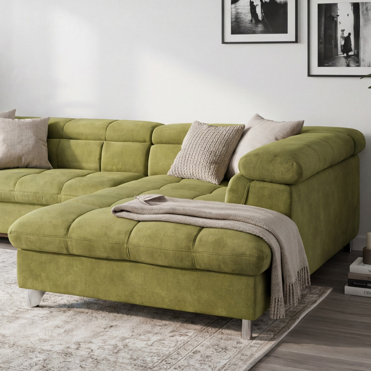 Rohová sedačka s funkciou spania farba zelená , Roh vpravo