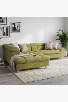 Rohová sedačka s funkciou spania farba zelená, Roh vľavo