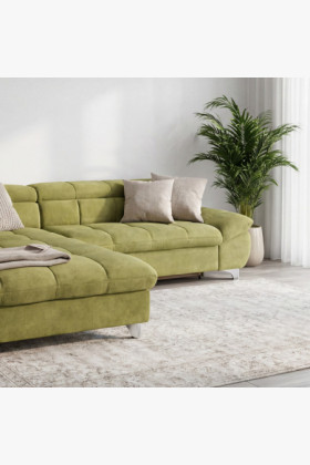 Rohová sedacia súprava s funkciou spánku farba zelená, Roh vľavo 2