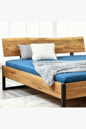 Manželská posteľ masív dub IRON 180x200 cm s kovovými nohami 2