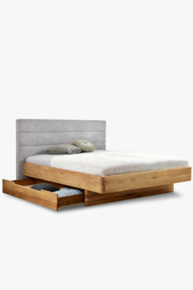 Dubová posteľ Dominika 160x200 cm s látkovým čelom sivá 2