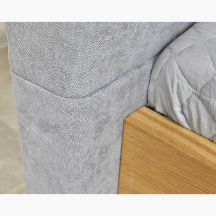 Dubová posteľ Dominika 160x200 cm s látkovým čelom sivá