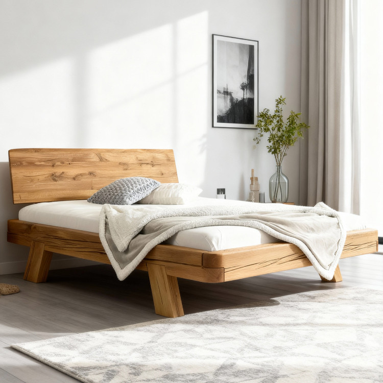 Dubová luxusná posteľ Mia 200x200 cm z masívnych trámov