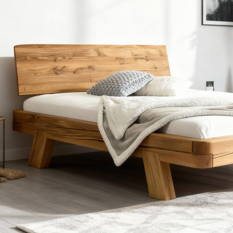 Dubová luxusná posteľ Mia 200x200 cm z masívnych trámov