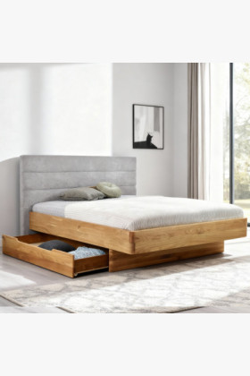 Dubová posteľ látkové čelo sivé, Dominika 180 x 200 cm