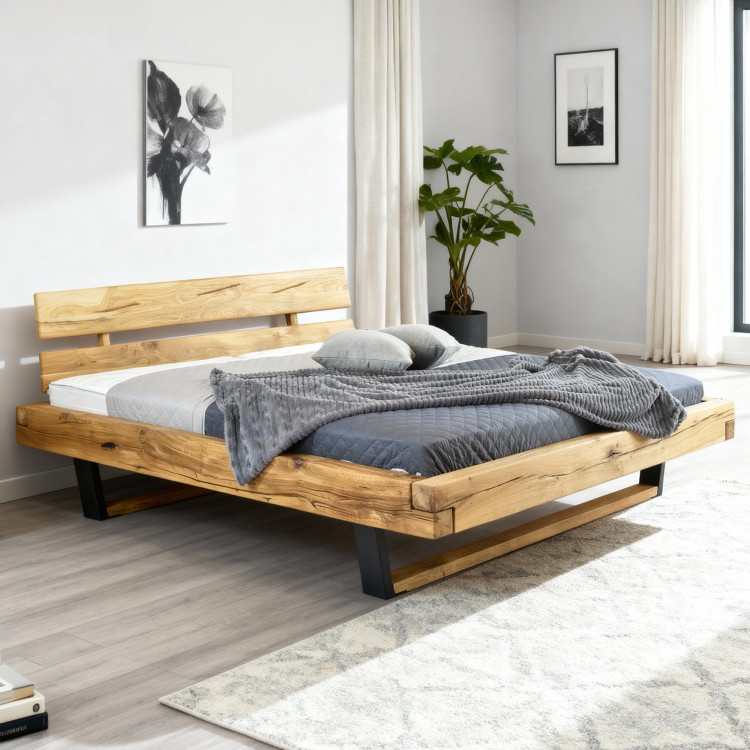 Moderná posteľ z masívu dub na nohách, Laura 200 x 200 cm
