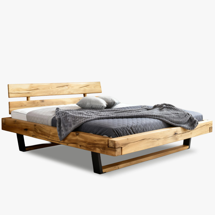 Moderná posteľ z masívu dub na nohách, Laura 200 x 200 cm