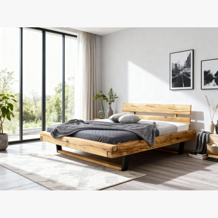 Moderná posteľ z masívu dub na nohách, Laura 200 x 200 cm