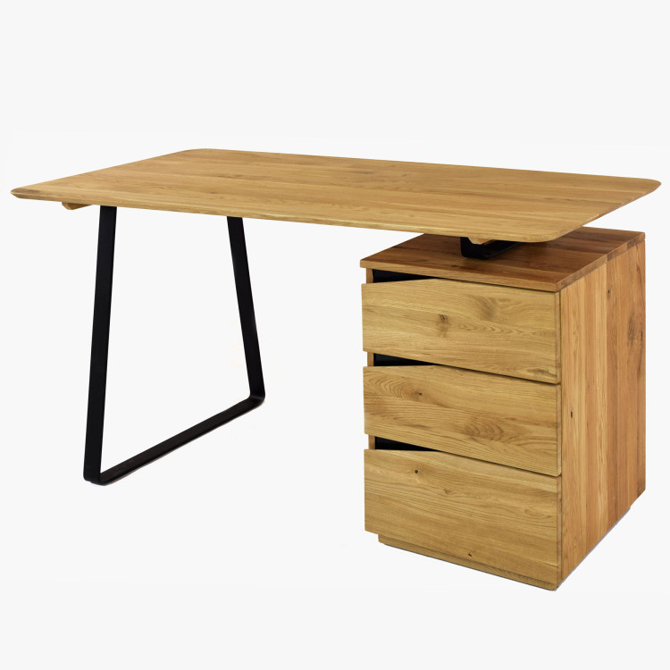 Dubový pracovný stôl, s čiernymi kovovými nohami, Smak