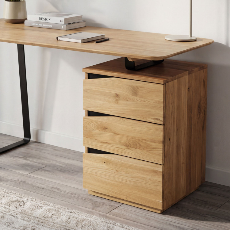 Dubový pracovný stôl, s čiernymi kovovými nohami, Smak